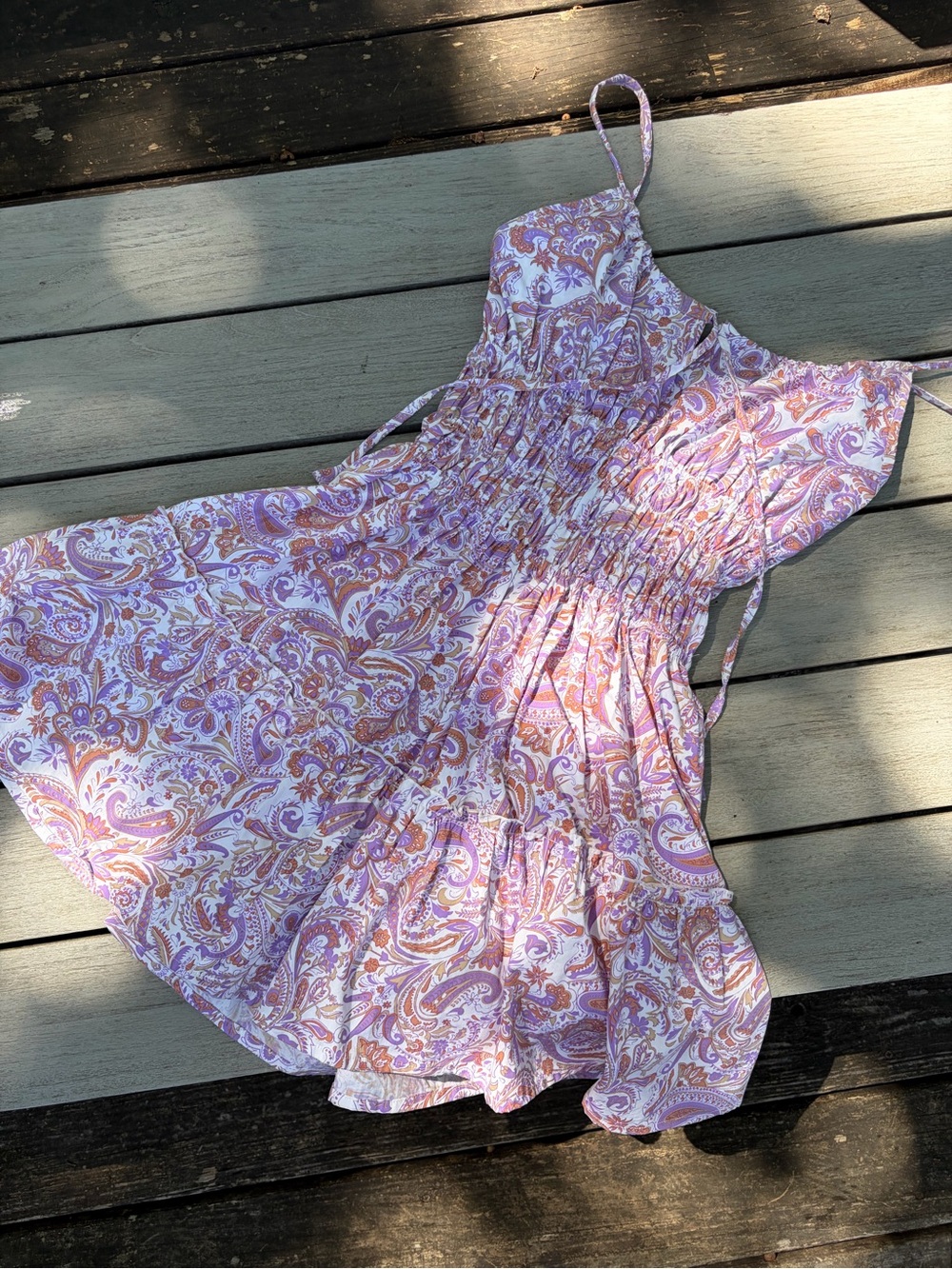 Lusana Purple Paisley Mini Dress